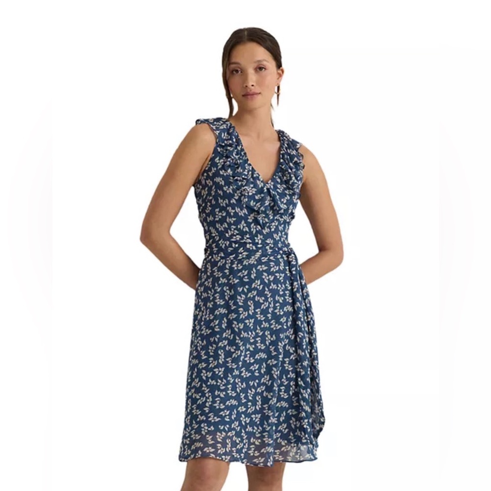 Ralph Lauren Floral Ruffle Trim Georgette Dress